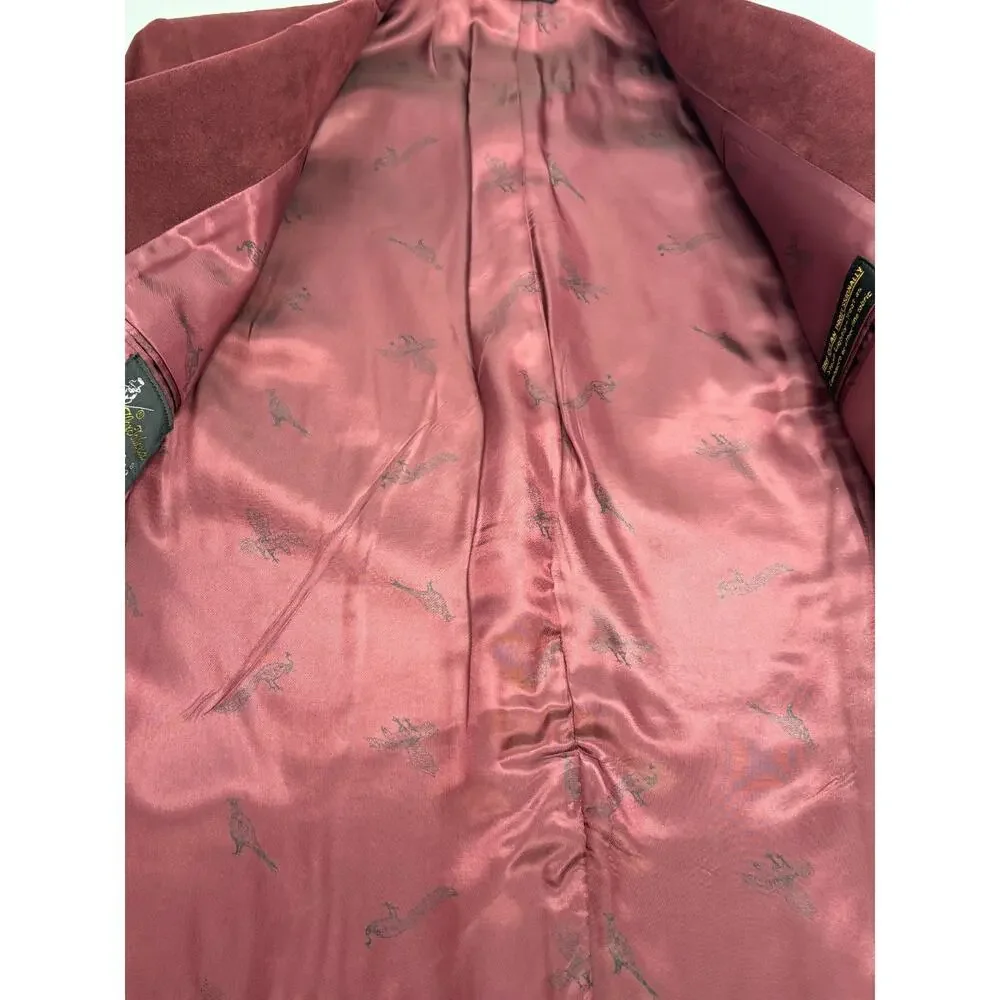 Vintage Burgundy Suede Look Blazer Retro Preppy Tailored Jacket Kingsridge